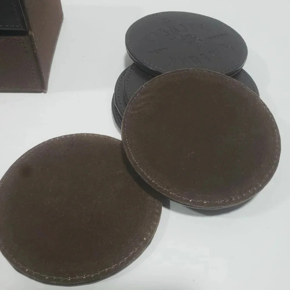 Sleeman Brewery Brown Leather Coasters  Set of Five . - Picture 7 of 9